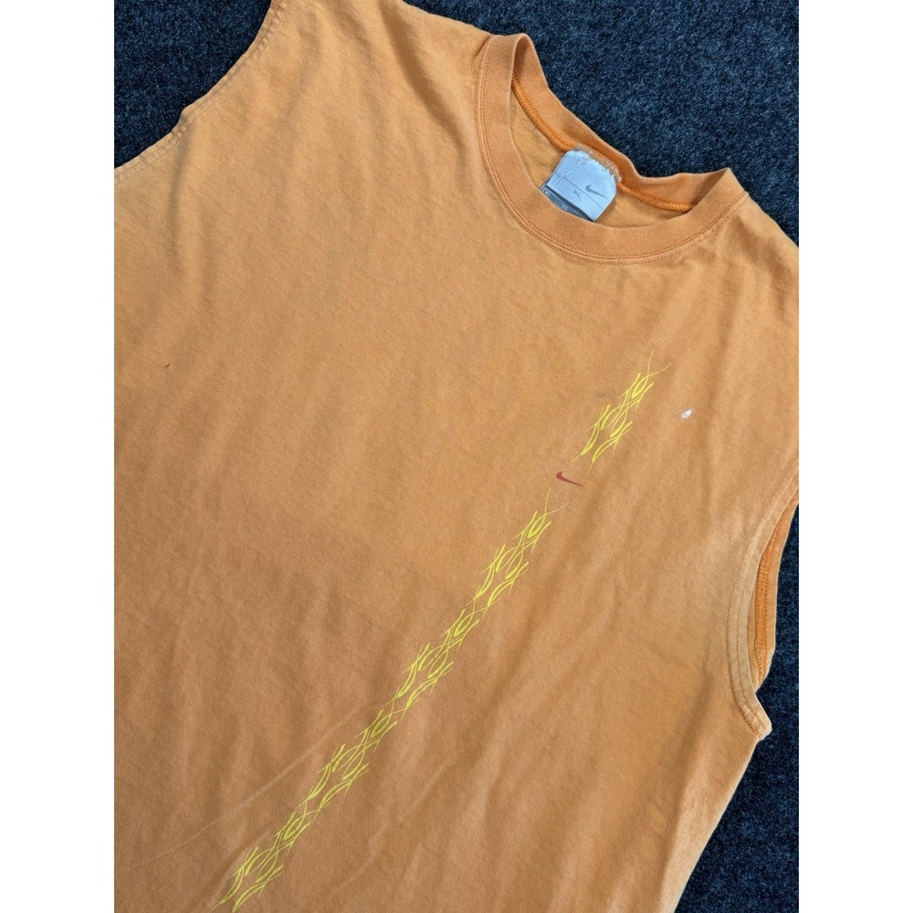 Nike Vintage Sleeveless T Shirt Orange Flame Graphic Made USA XL